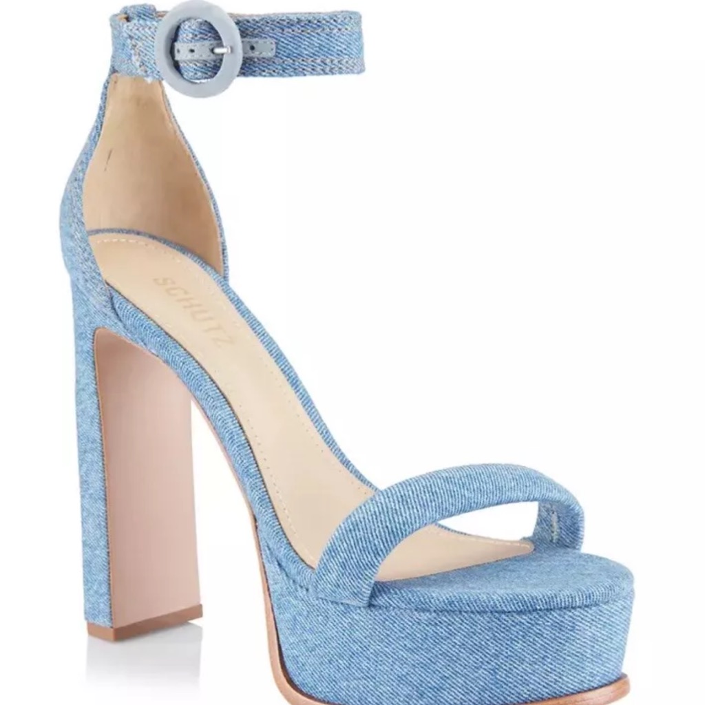 New Nib Rare Schutz Latifah Denim Strappy Platform Sandals 95